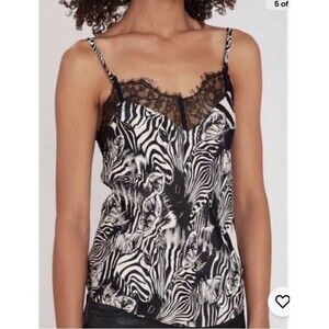 7 For All Mankind Camisole Zebra Print Lace Top City Chic Romantic Satin NEW